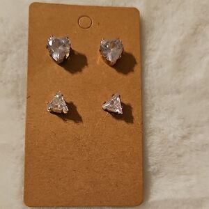 Elegant Faux Rose Gold Heart and Triangle Stud Earrings